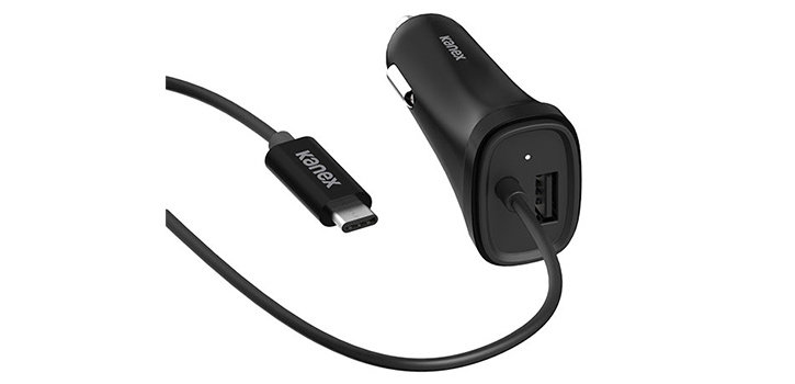 Kanex Universal USB-C Car Charger for Smartphones and Tablets - Black