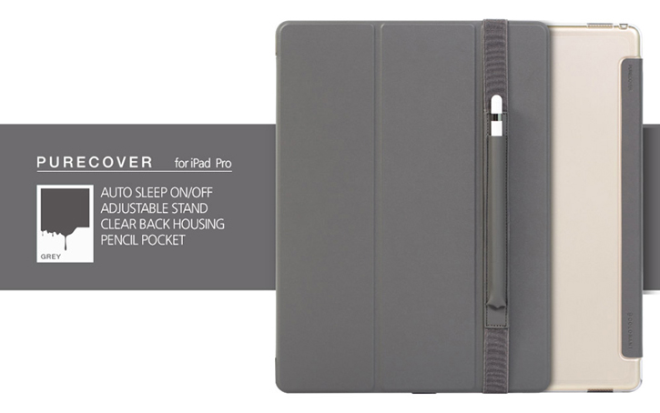 Housse PureCover iPad Pro 12.9 2015 & support Apple Pencil - Gris