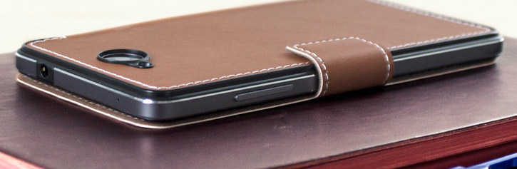 Mozo Microsoft Lumia 650 Leather-Style Flip Cover - Cognac