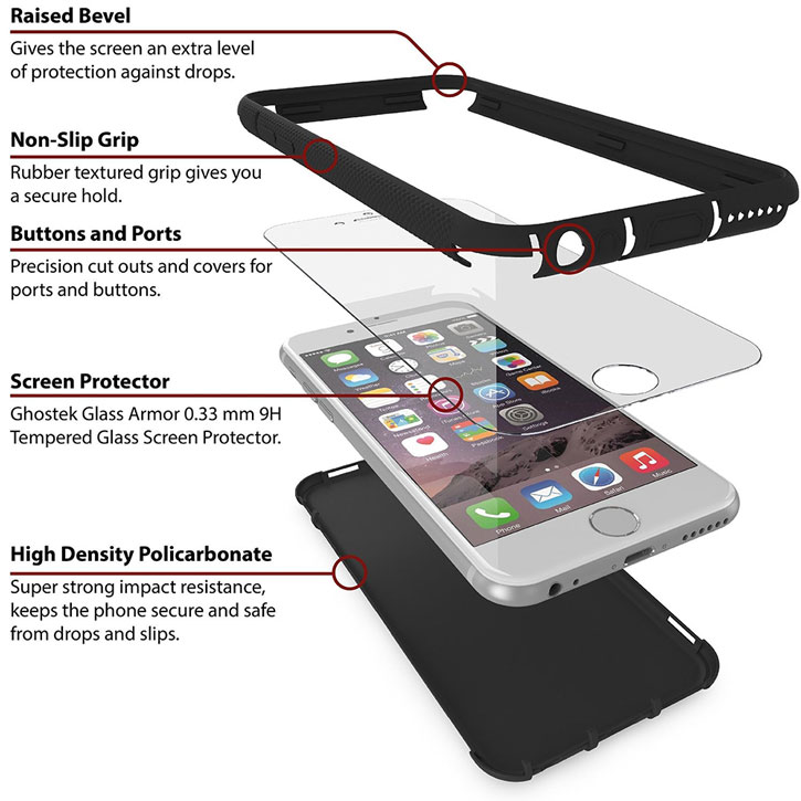 Ghostek Stash iPhone 6S / 6 Genuine Leather Wallet Case - Black