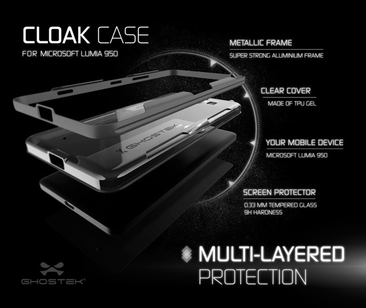Ghostek Cloak Microsoft Lumia 950 Tough Case - Clear / Black