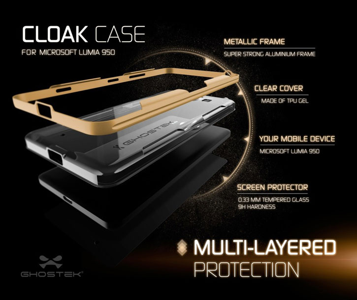 Ghostek Cloak Microsoft Lumia 950 Tough Case - Clear / Gold