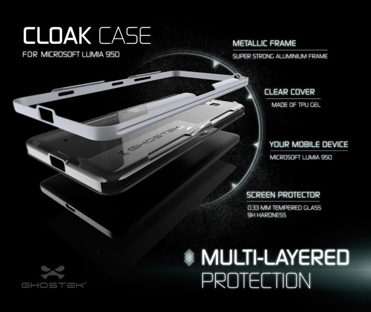 Coque Microsoft Lumia 950 Ghostek Cloak Tough – Transparente / Argent