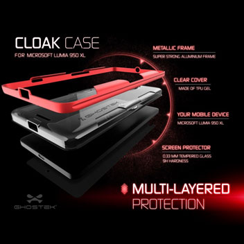 Ghostek Cloak Microsoft Lumia 950 XL Tough Case - Clear / Red