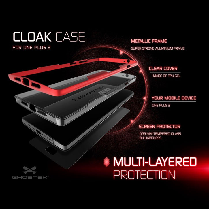 Funda OnePlus 2 Ghostek Cloak - Transparente / Roja