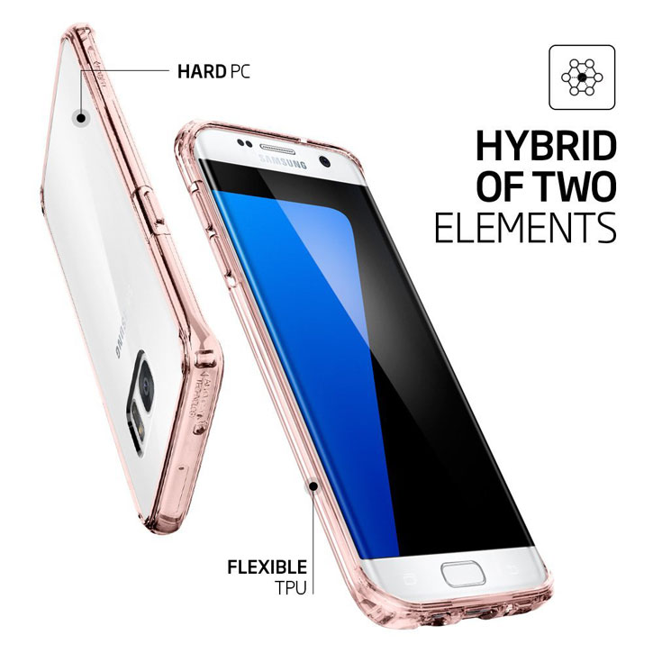 Coque Samsung Galaxy S7 Edge Spigen Ultra hybrid – Rose Transparent vue sur touches