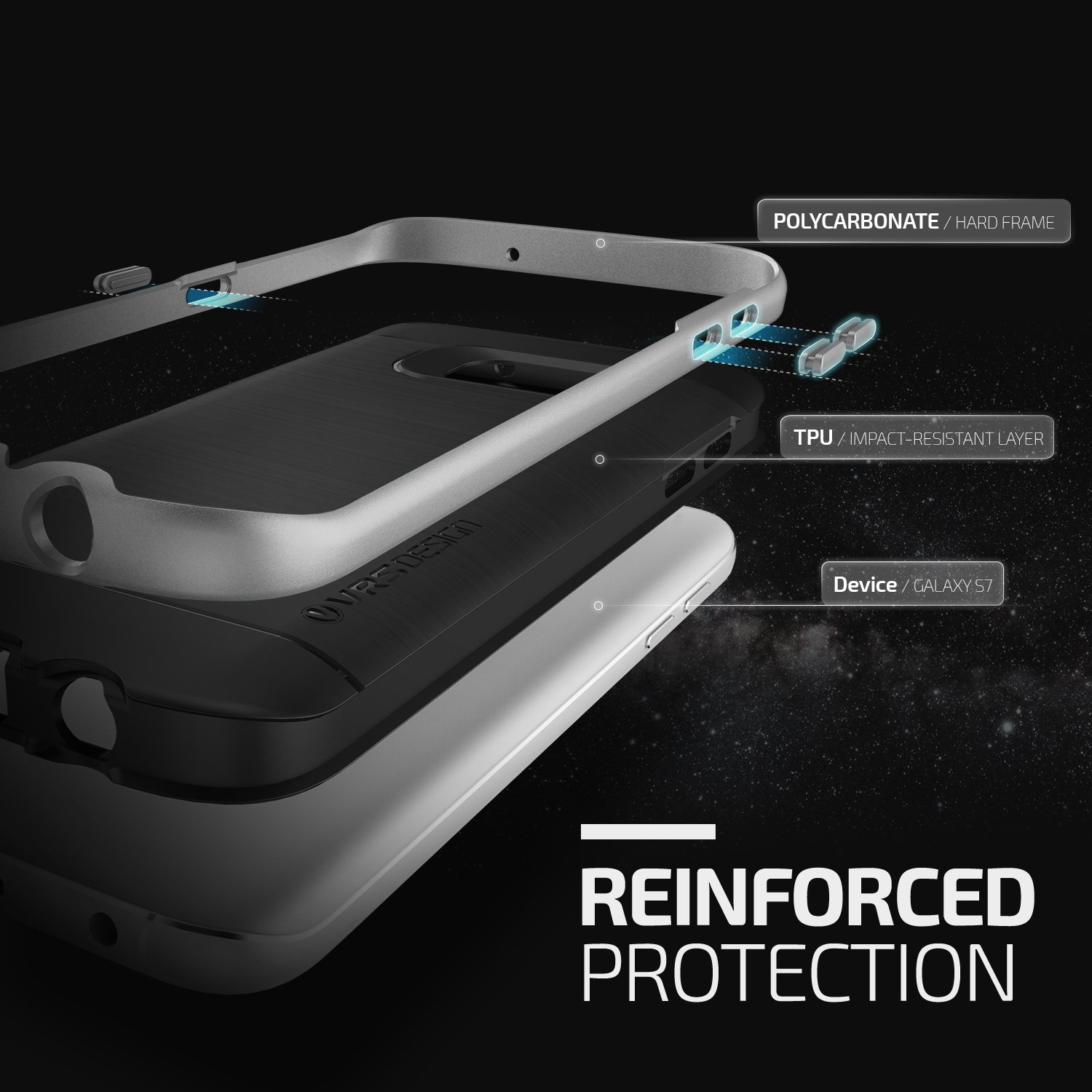VRS Design High Pro Shield Series Samsung Galaxy S7 Case - Silver
