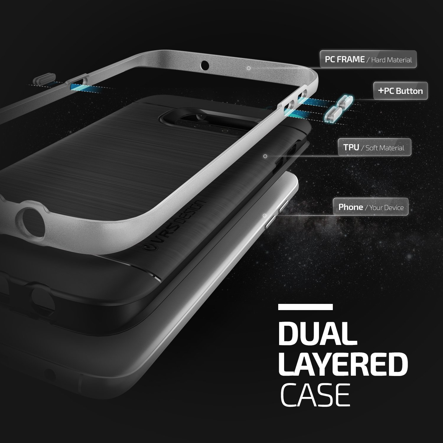 VRS Design High Pro Shield Samsung Galaxy S7 Edge Case - Silver