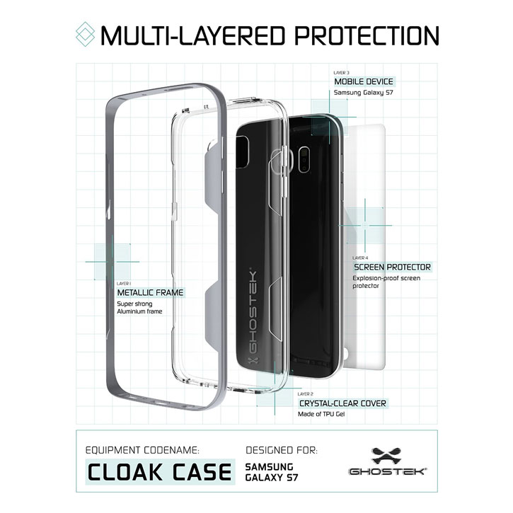Coque Samsung Galaxy S7 Ghostek Cloak Tough – Transparent / Argent