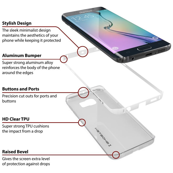 Ghostek Cloak Samsung Galaxy S6 Edge Tough Case - Clear / White
