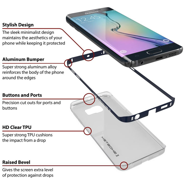 Coque Samsung Galaxy S6 Edge Ghostek Cloak Tough – Transparent / Noir