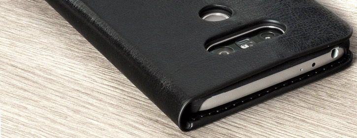 Housse LG G5 Olixar Portefeuille Support Simili Cuir - Noire - caméra