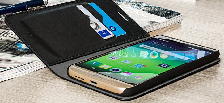 Housse LG G5 Olixar Portefeuille Support Simili Cuir - Noire - intérieur