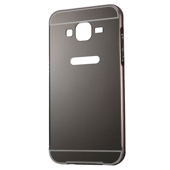Funda bumper Samsung Galaxy J5 Tuff-Luv en aluminio pulido - Negro