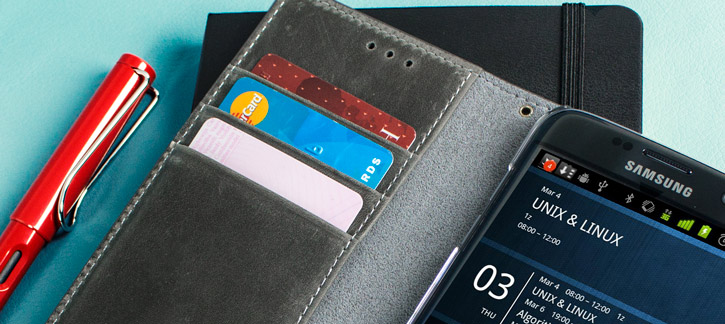 Moncabas Vintage Leather Samsung Galaxy S7 Edge Wallet Case - Grey