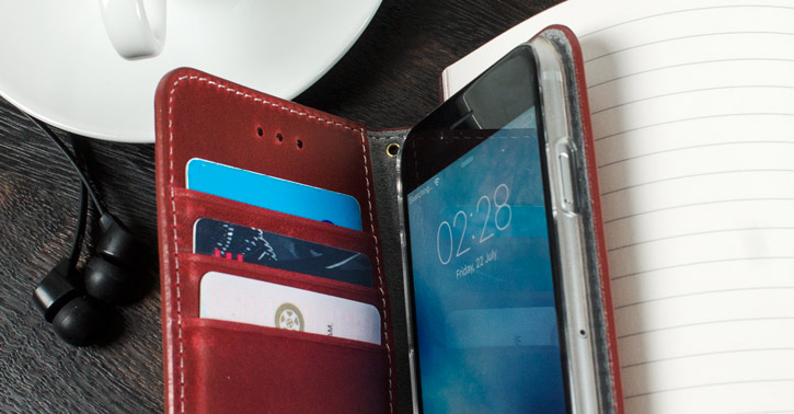 Moncabas Vintage Genuine Leather iPhone 6S / 6 Wallet Case - Red