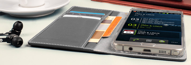 Moncabas Vintage Leather Samsung Galaxy Note 5 Wallet Case - Grey