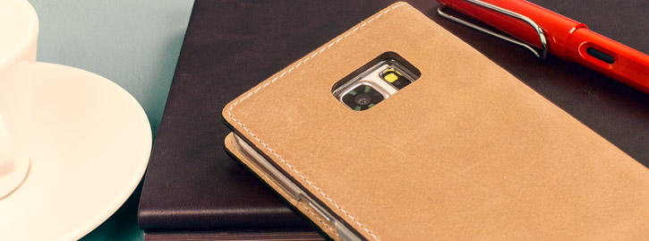 Moncabas Vintage Leather Samsung Galaxy Note 5 Wallet Case - Camel