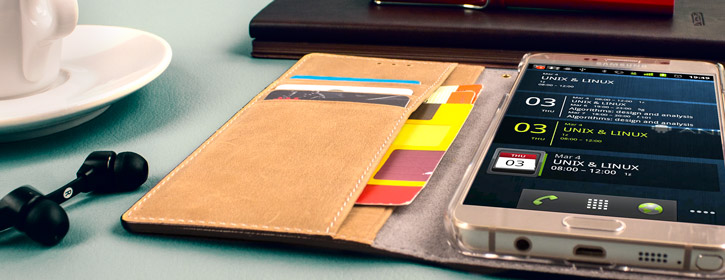 Moncabas Vintage Leather Samsung Galaxy Note 5 Wallet Case - Camel