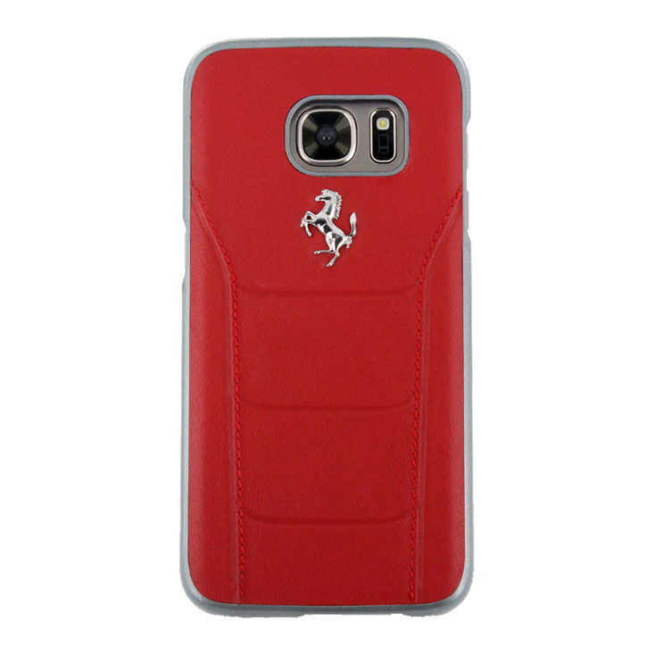 Ferrari 488 Genuine Leather Samsung Galaxy S7 Hard Case - Red