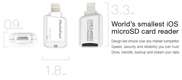 Photofast MFi CR-8800 iOS Micro SD Card Reader- White