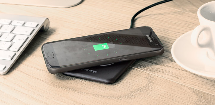 aircharge Slimline Qi Wireless Charging Pad and UK Plug - Black