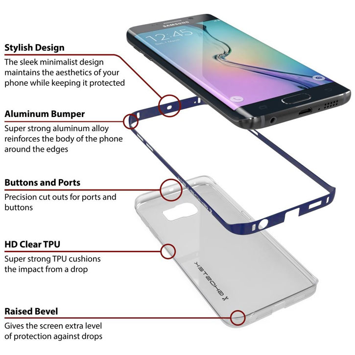 Ghostek Cloak Samsung Galaxy S6 Edge Tough Case - Clear / Blue
