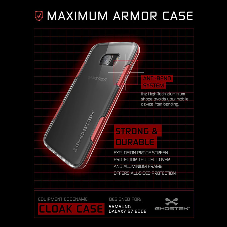 Ghostek Cloak Samsung Galaxy S7 Edge Tough Case - Clear / Red