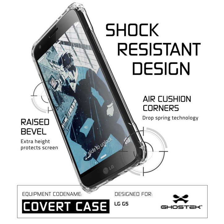 Coque LG G5 Ghostek Covert - Transparente vue sur ports et touches