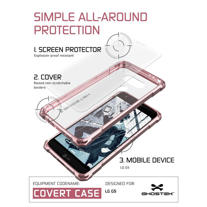 Ghostek Covert LG G5 Bumper Case - Clear / Pink