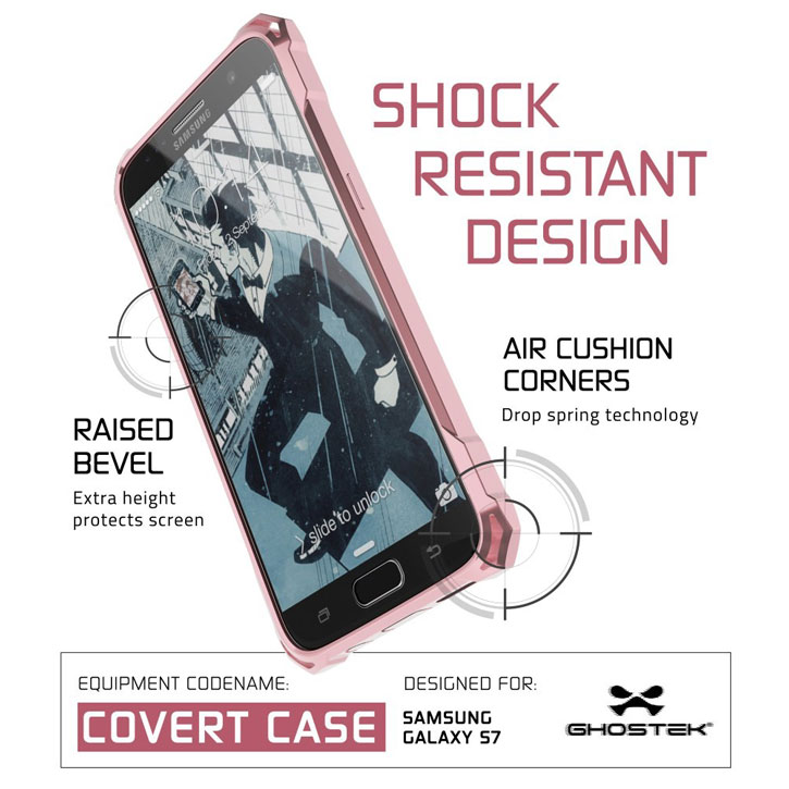 Coque Samsung Galaxy S7 Ghostek Covert - Transparent / Rose vue sur touches