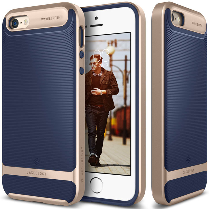 Caseology Wavelength Series iPhone SE Case - Navy Blue / Gold