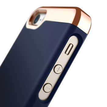 Caseology Savoy Series iPhone SE Slider Case - Navy Blue / Rose Gold