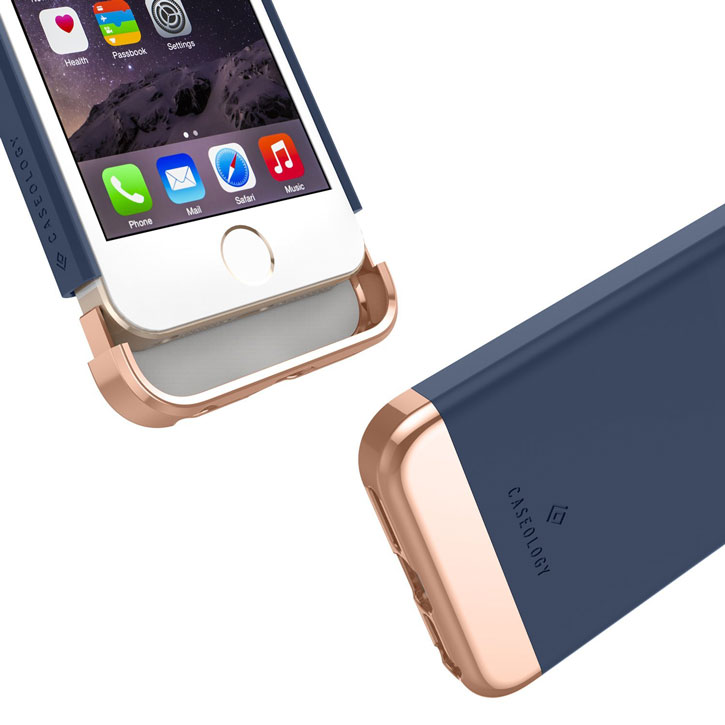 Caseology Savoy Series iPhone SE Slider Case - Navy Blue / Rose Gold