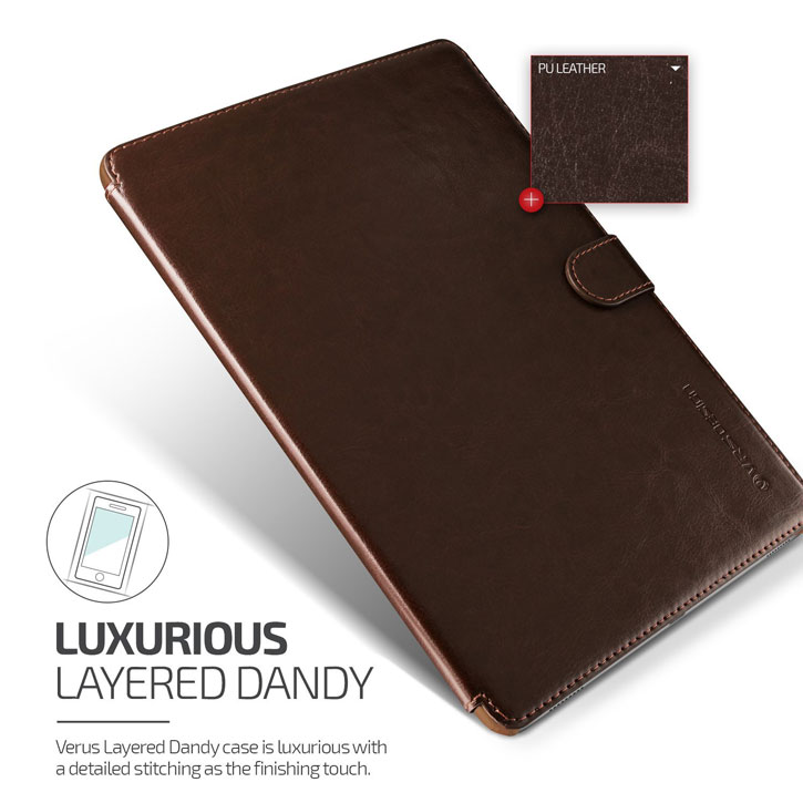 Verus Dandy Leather-Style iPad Pro Case - Dark Brown