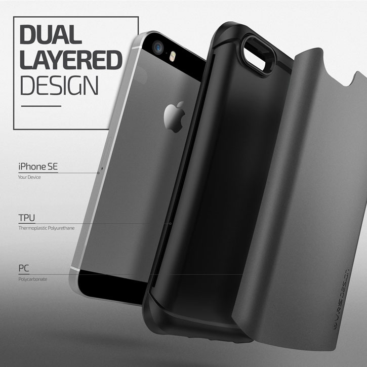VRS Design Hard Drop iPhone SE Tough Case - Steel Silver