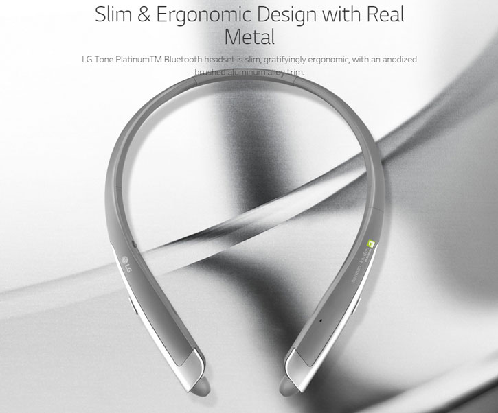 LG HBS-1100 Tone Platinum Bluetooth Stereo Headset - Titan Silver