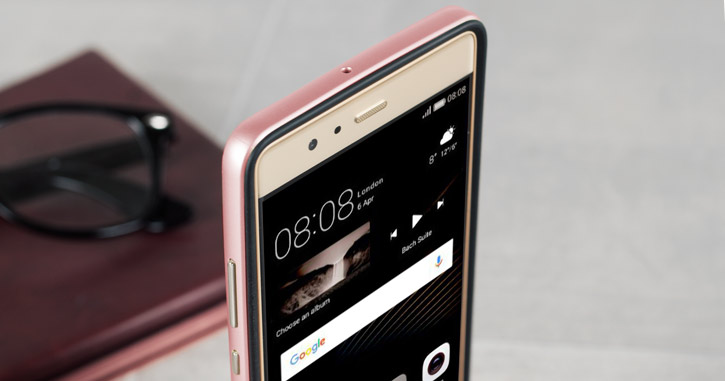 Bumper Frame Huawei P9 Case with Carbon Fibre Design - Rose Gold