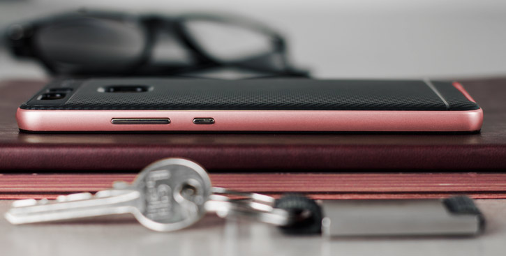Bumper Frame Huawei P9 Case with Carbon Fibre Design - Rose Gold