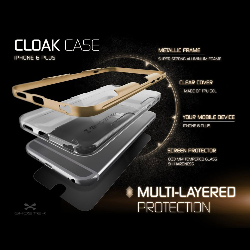 Ghostek Cloak iPhone 6S Plus / 6 Plus Tough Case - Clear / Gold