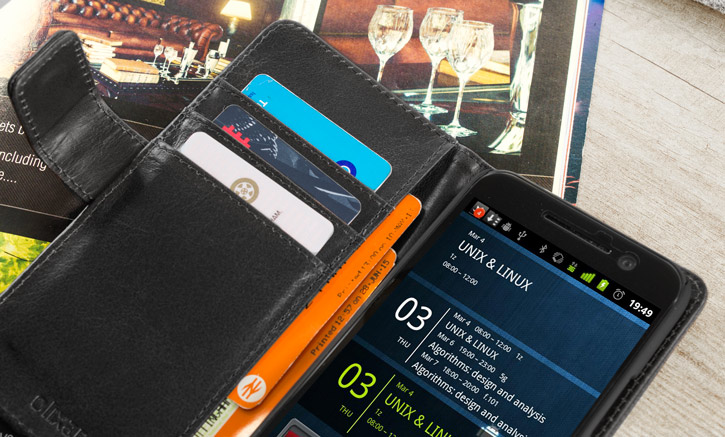 Housse HTC 10 Olixar Portefeuille Cuir Véritable - Noire