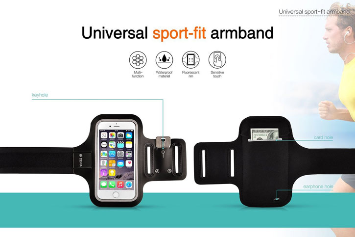 Universal Sport-fit Armband for Medium-Sized Smartphones - Black