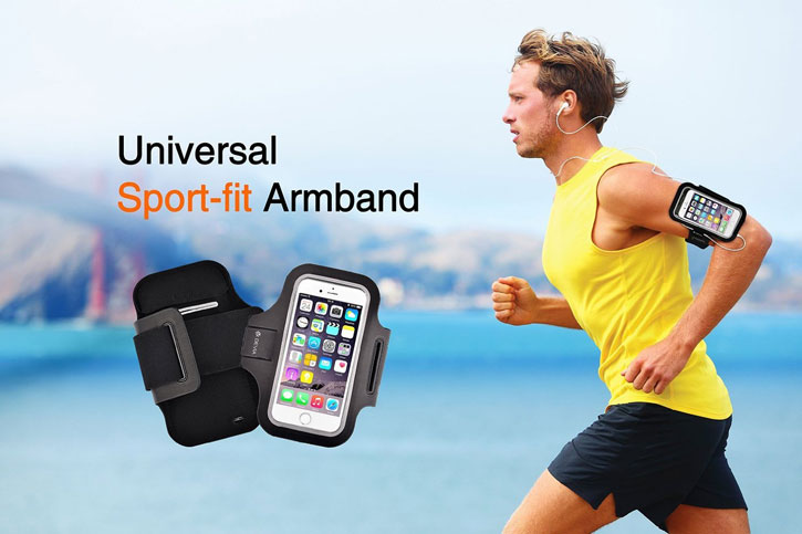 Universal Sport-fit Armband for Medium-Sized Smartphones - Black