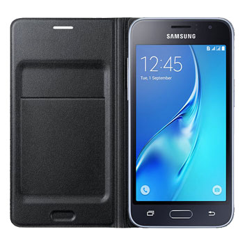 vertrekken commando paddestoel Official Samsung Galaxy J1 2016 Flip Wallet Cover - Black