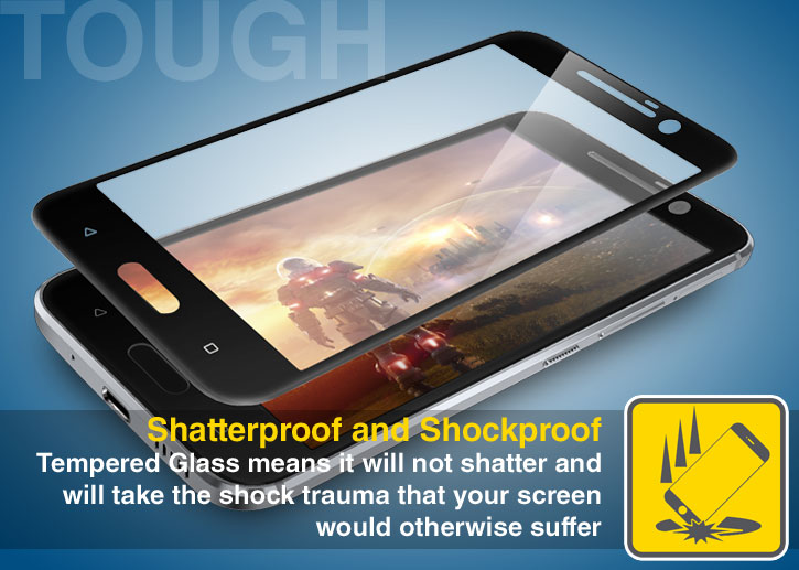 Olixar Full Cover HTC 10 Glass Screen Protector - Black