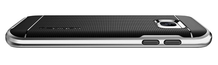 Coque Samsung Galaxy S7 Spigen Neo Hybrid – Argent Satin vue sur touches