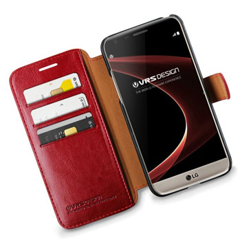 Housse LG G5 VRS Design Wallet Dandy effet cuir – Rouge - Aperçu des rangements internes