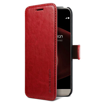 Housse LG G5 VRS Design Wallet Dandy effet cuir – Rouge - Vue de face