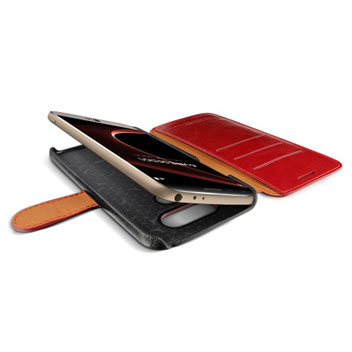 Housse LG G5 VRS Design Wallet Dandy effet cuir – Rouge - Aperçu de la housse ouverte