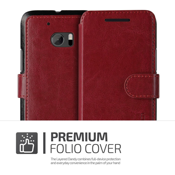 VRS Design Dandy Leather-Style HTC 10 Wallet Case - Red